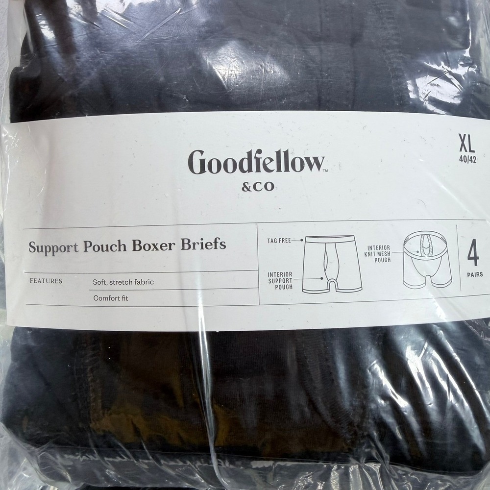 Goodfellow Mens XL Black Cotton Blend Support Pouch Boxer Briefs 4-Pack New Tag